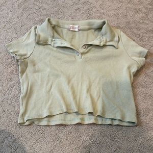 Altar’d State green cropped collared tee